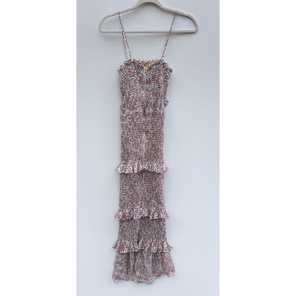 WINONA Floral Smocked Ruffle Maxi Dress Cutout Front Pink Multi AU10 US6 - Picture 10 of 10